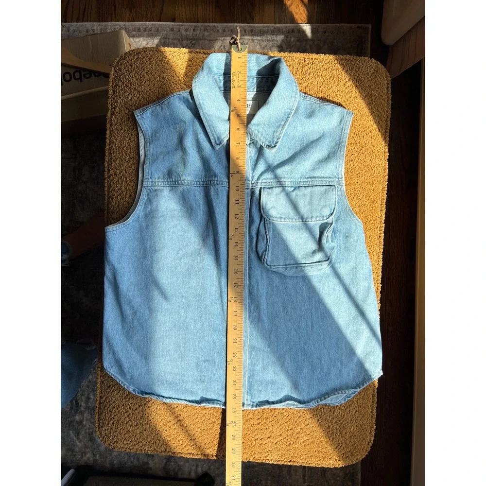 Agolde 100% Organic Cotton Womens Denim Vest Y2K Indie Sleaze Western Size M - Picture 13 of 14